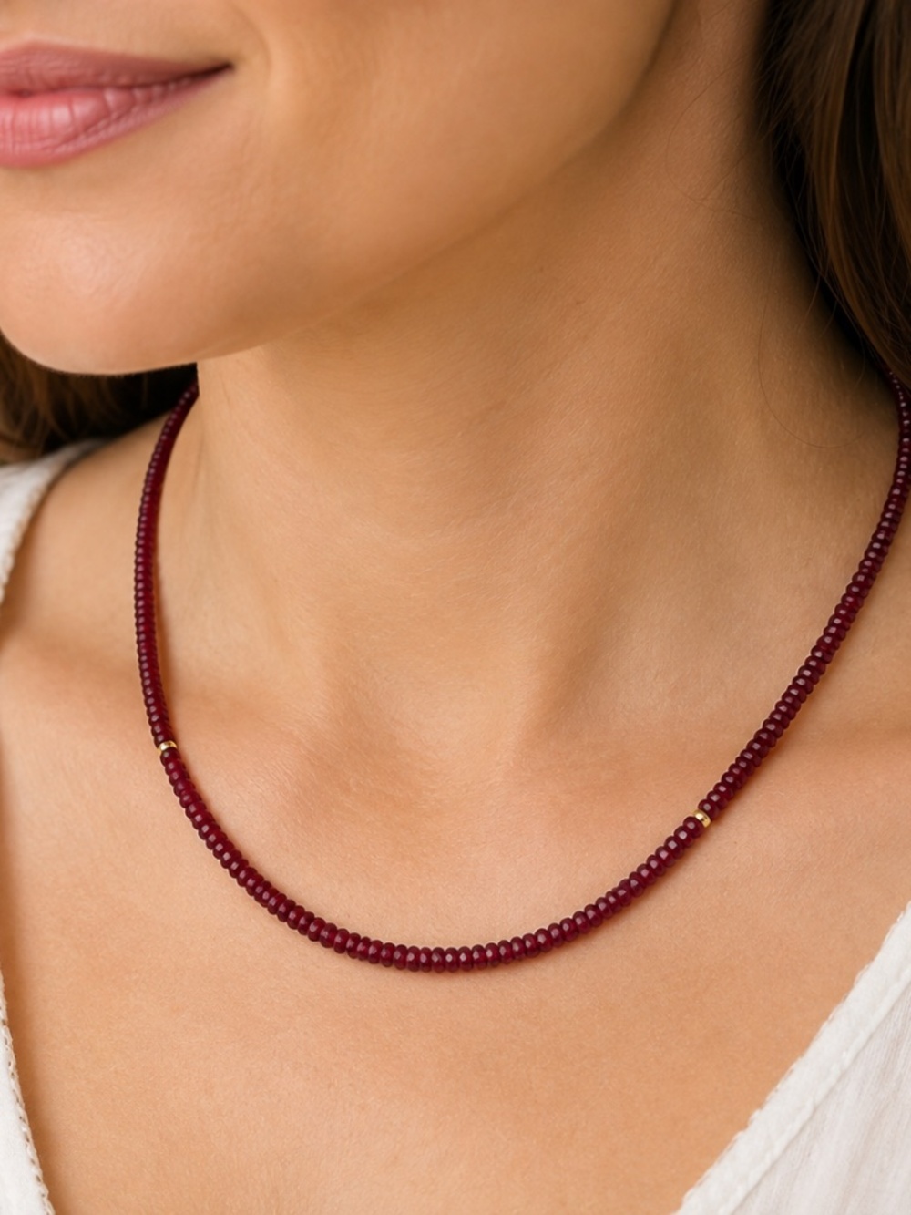 Natural Ruby Necklace – 57.5 Carats – Solid 18K Yellow Gold – July Birthstone